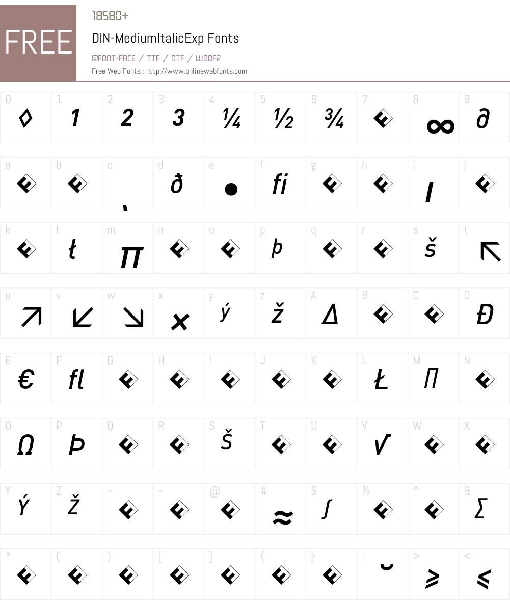 DIN-MediumItalicExp Font Screenshots