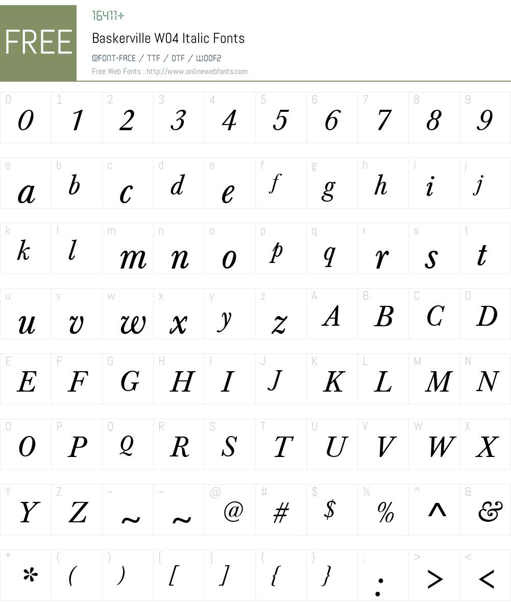 Baskerville Font Screenshots