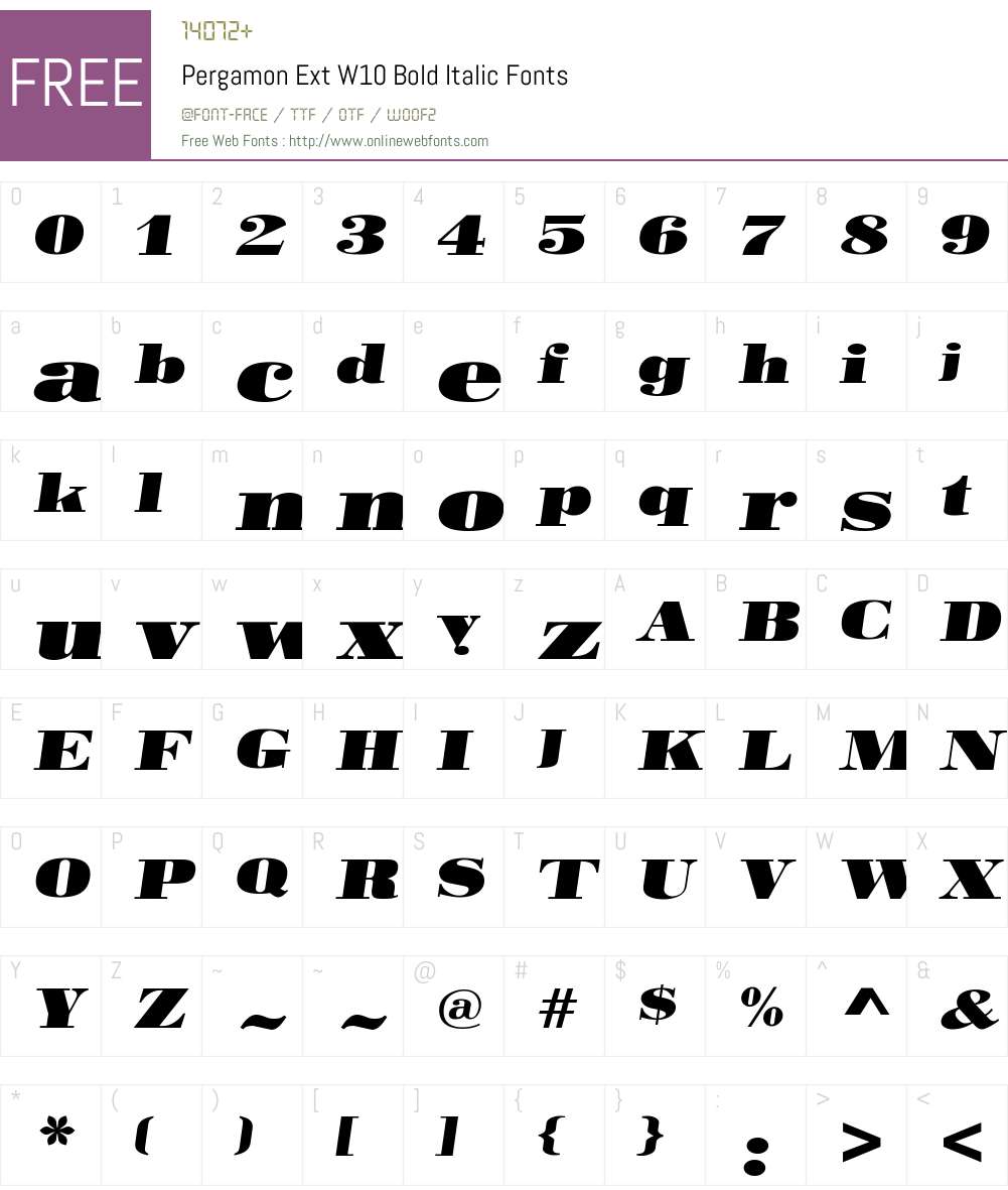 Pergamon Font Screenshots