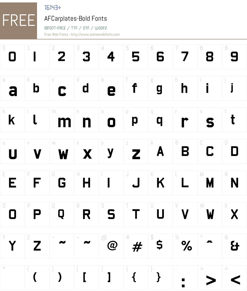 AFCarplates Font Screenshots