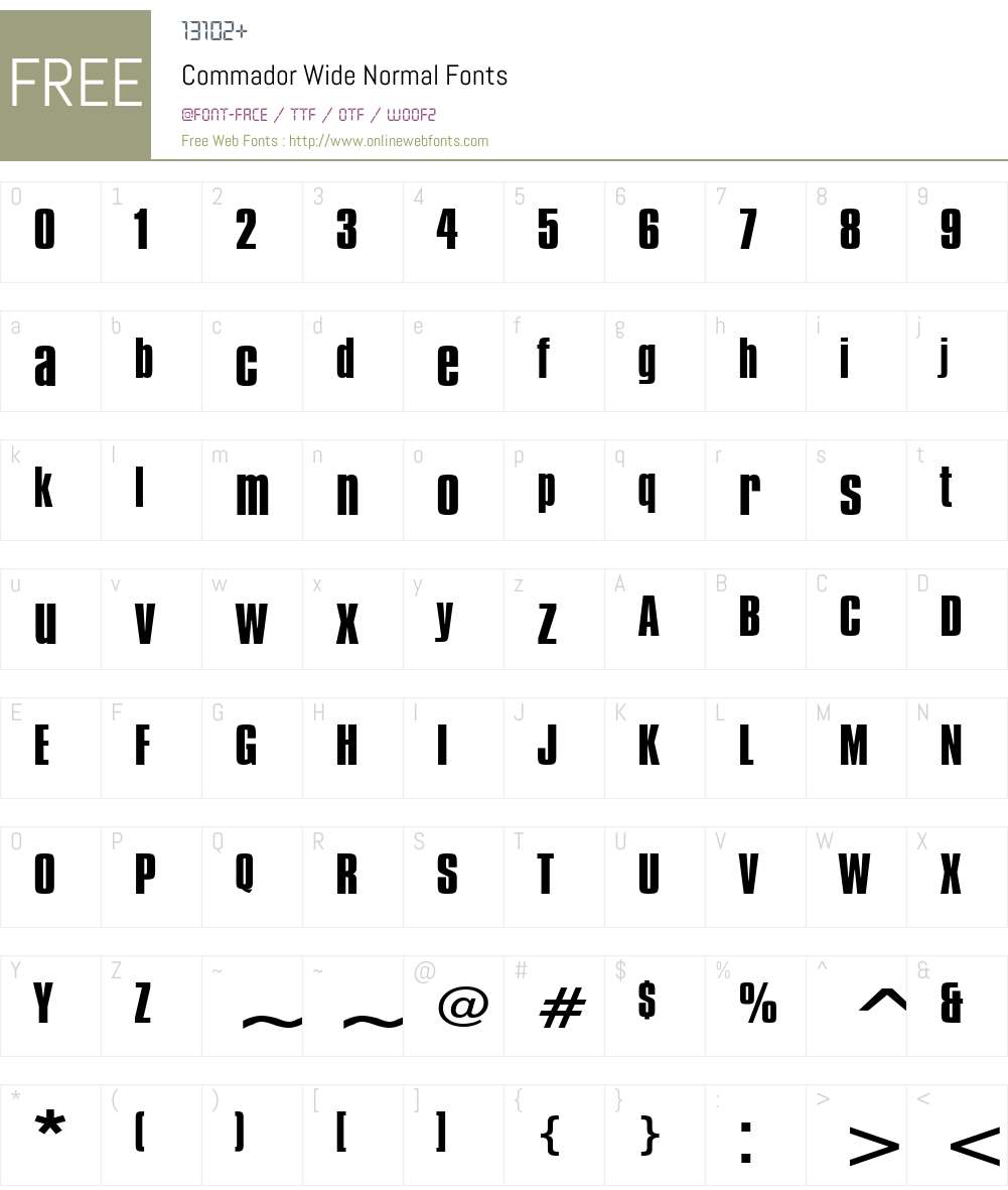 Commador Wide Font Screenshots