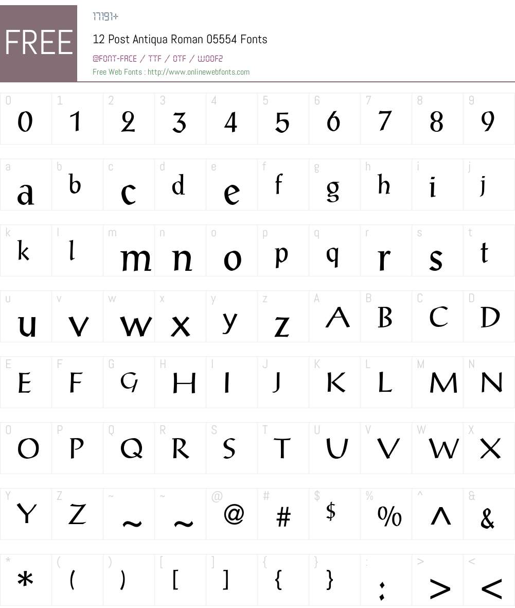 PostAntiqua Font Screenshots