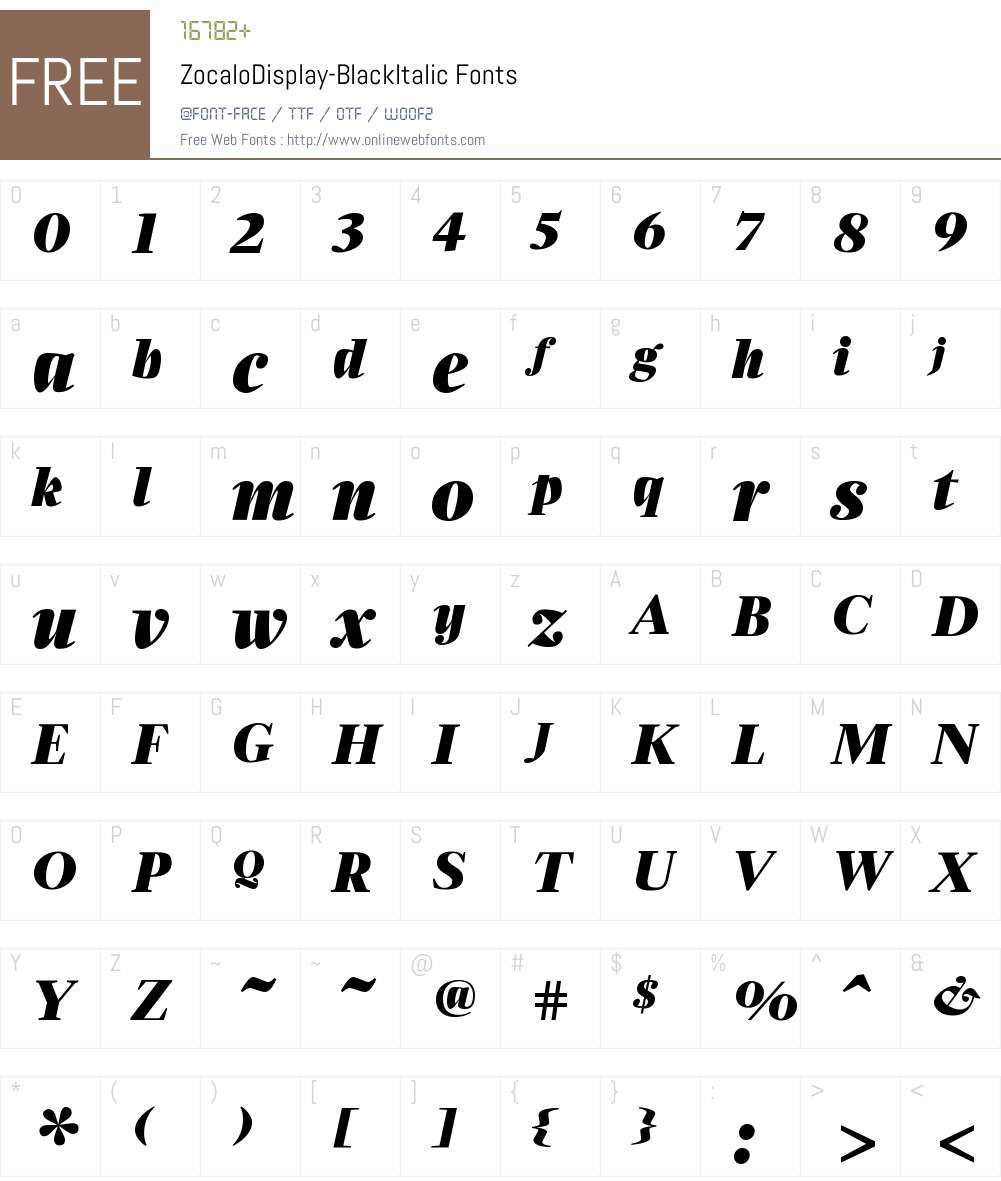 ZocaloDisplay BlackItalic Font Screenshots
