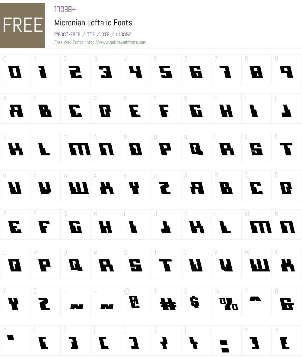 Micronian Leftalic Font Screenshots