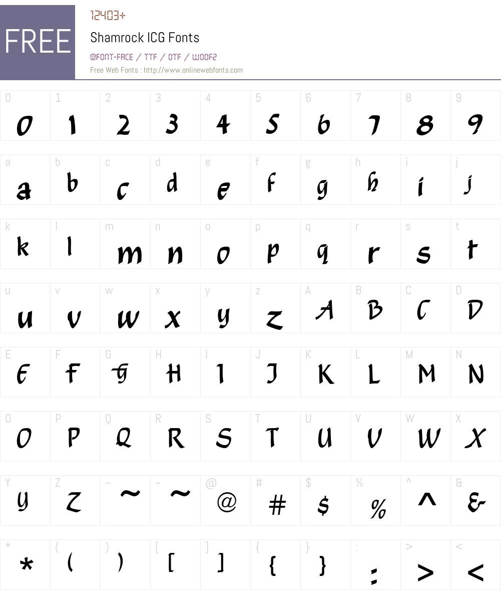 Shamrock ICG Font Screenshots