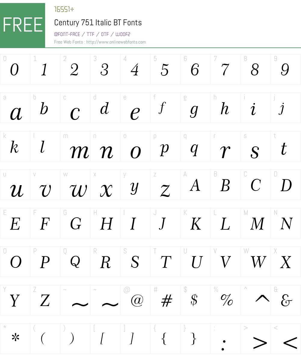Century751 BT Font Screenshots