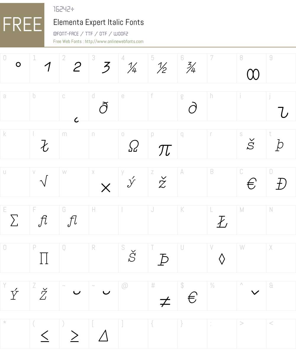 Elementa Expert Font Screenshots