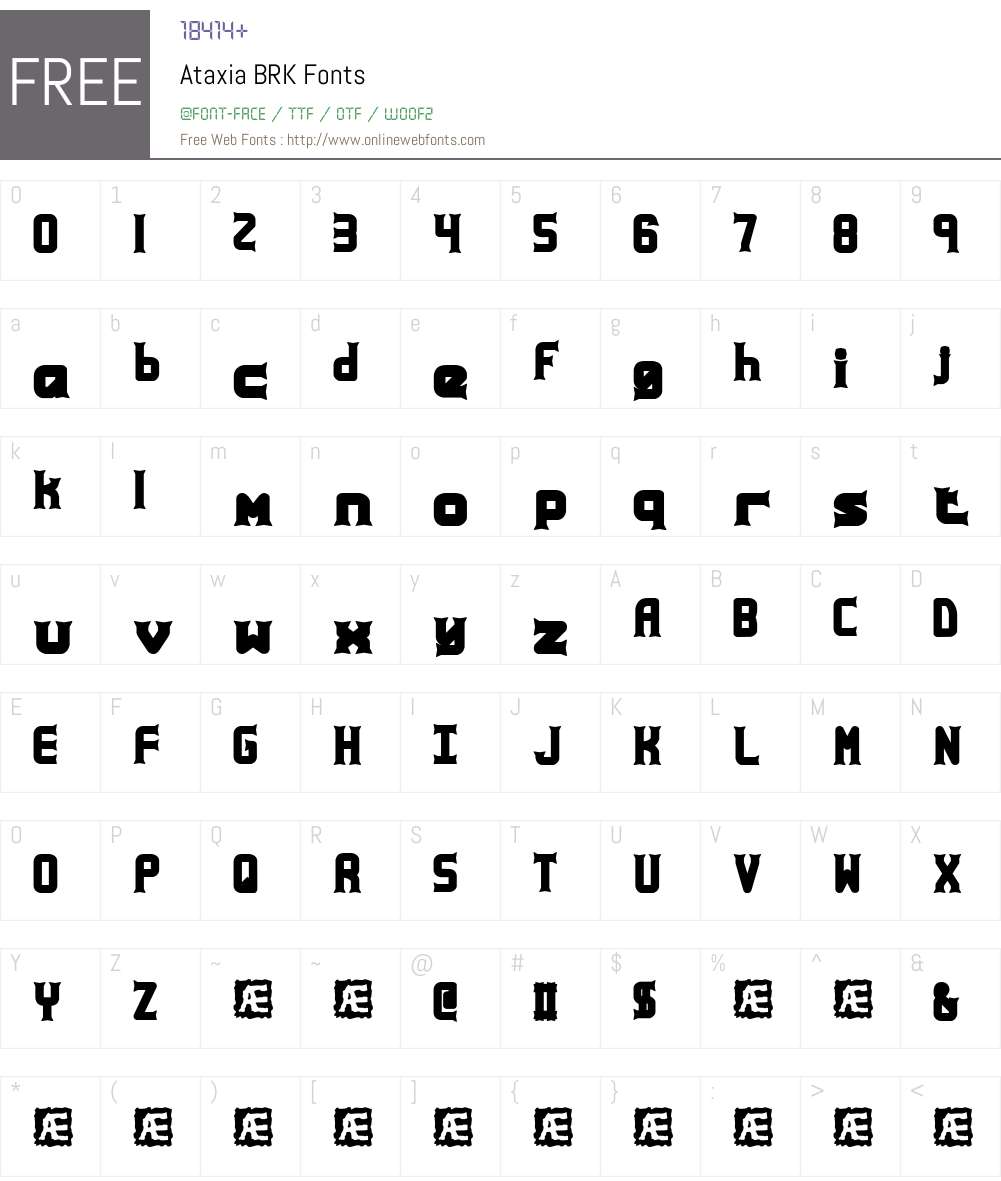 Ataxia BRK Font Screenshots