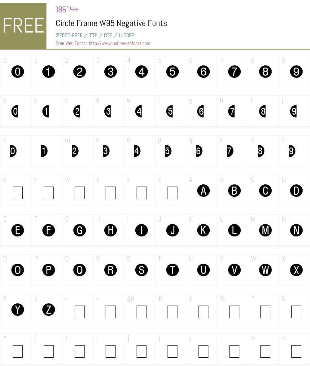 CircleFrameW95-Negative Font Screenshots