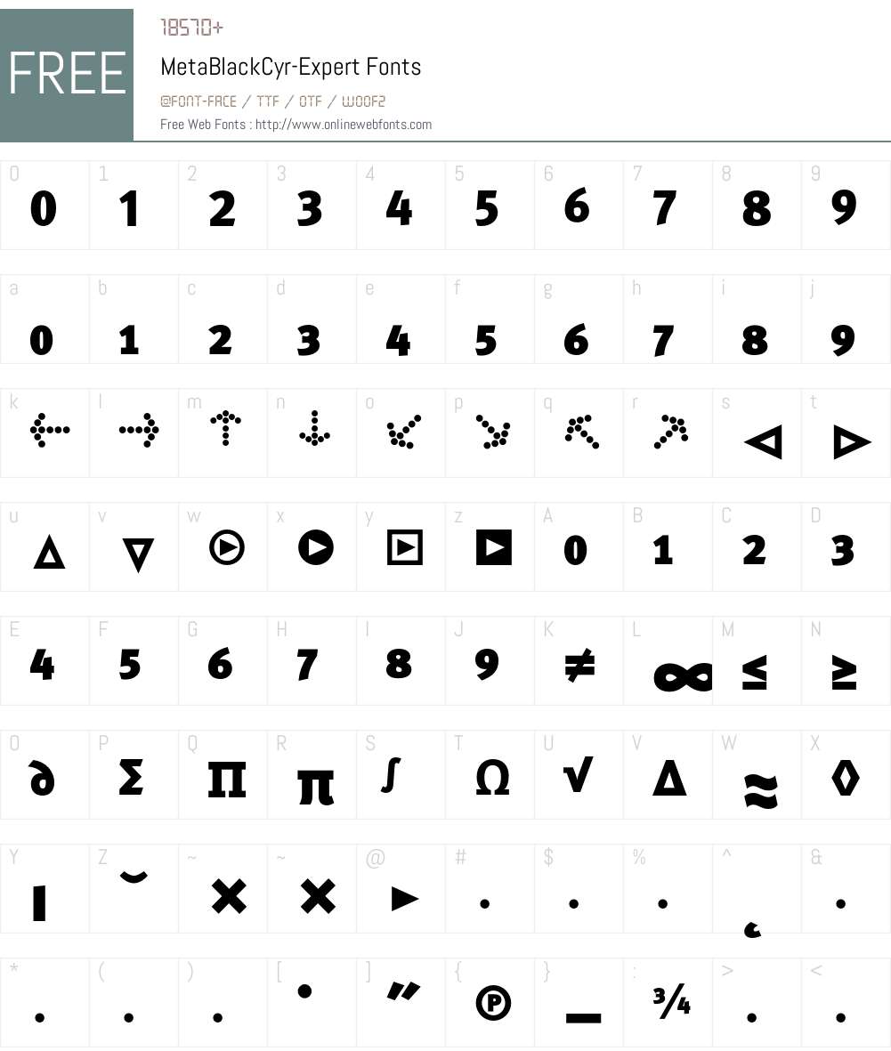 MetaBlackCyr-Expert Font Screenshots