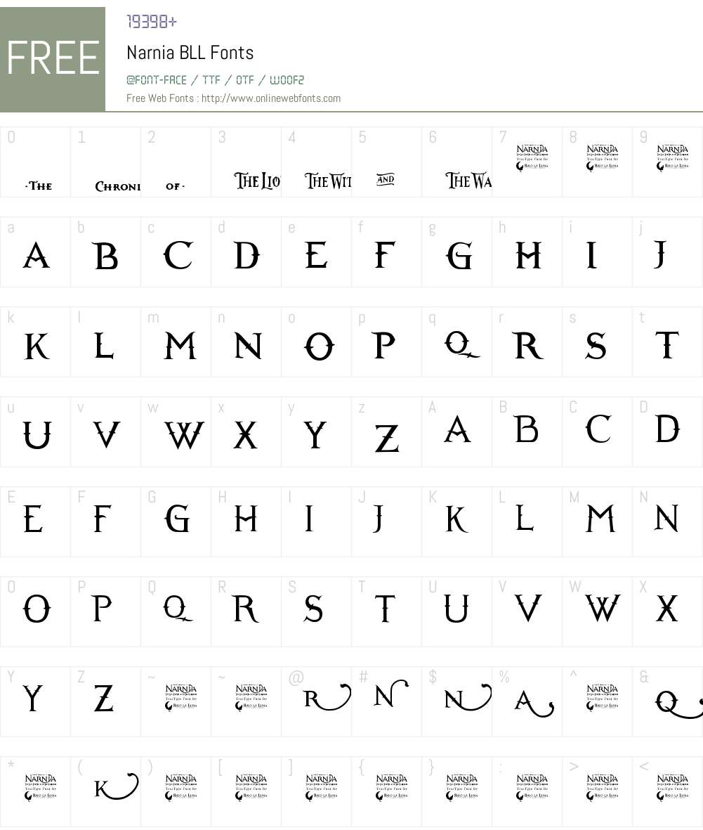 Narnia BLL Font Screenshots
