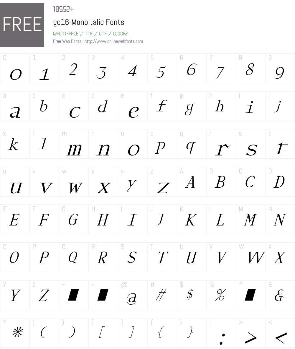 gc16 Mono Italic Font Screenshots
