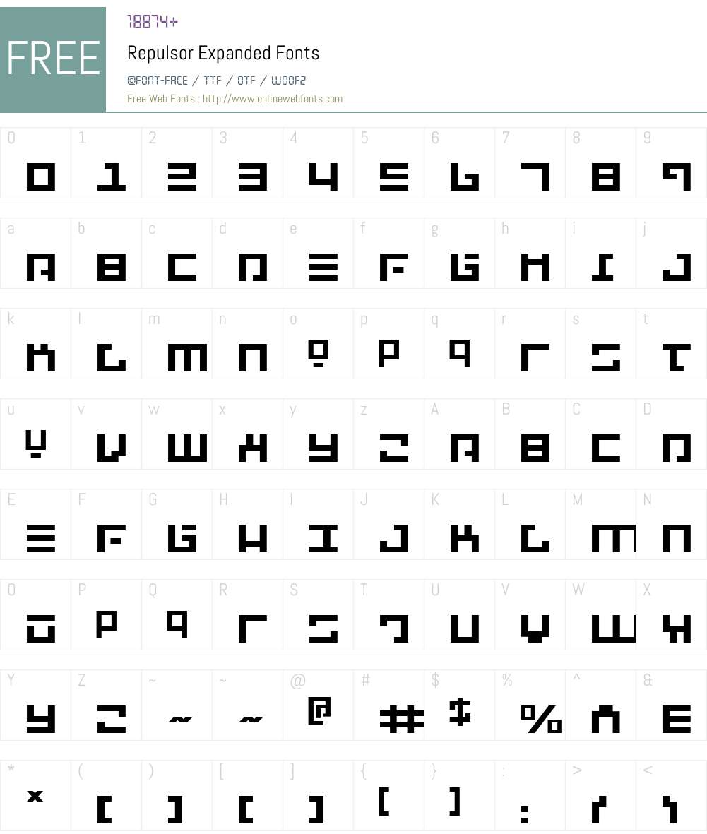 Repulsor Expanded Font Screenshots