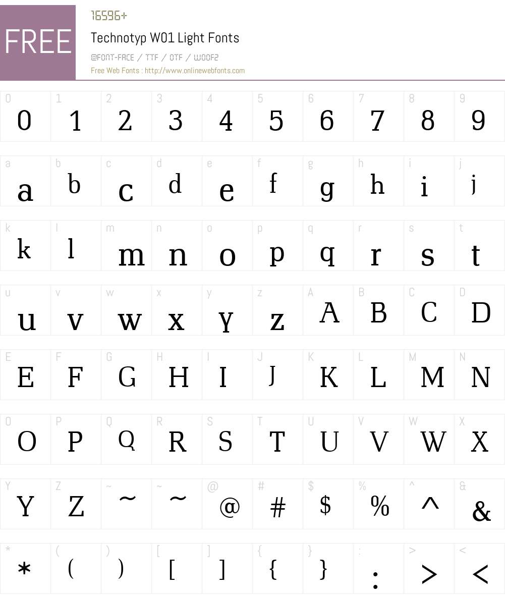 TechnotypW01-Light Font Screenshots