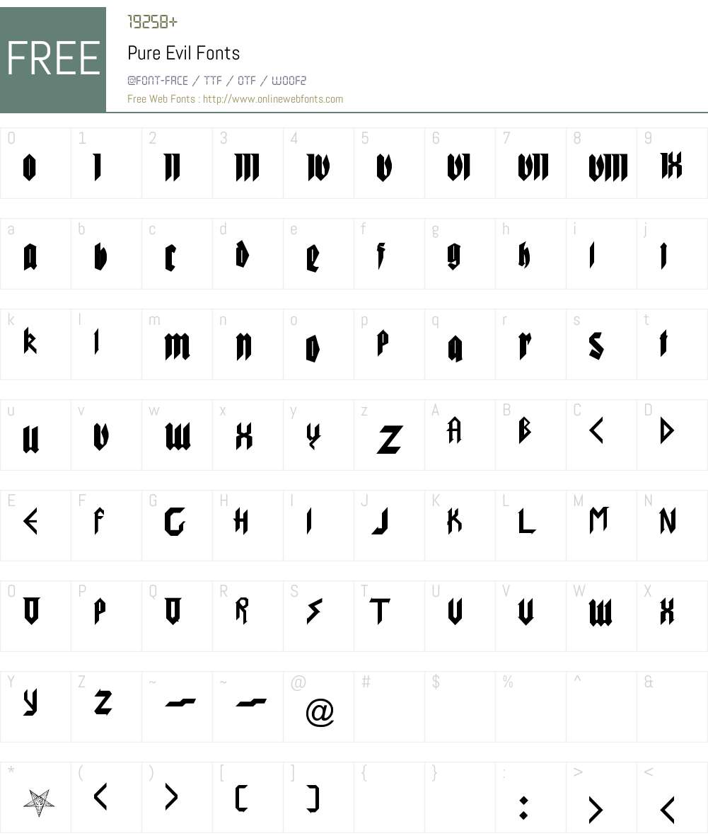 Pure Evil Font Screenshots