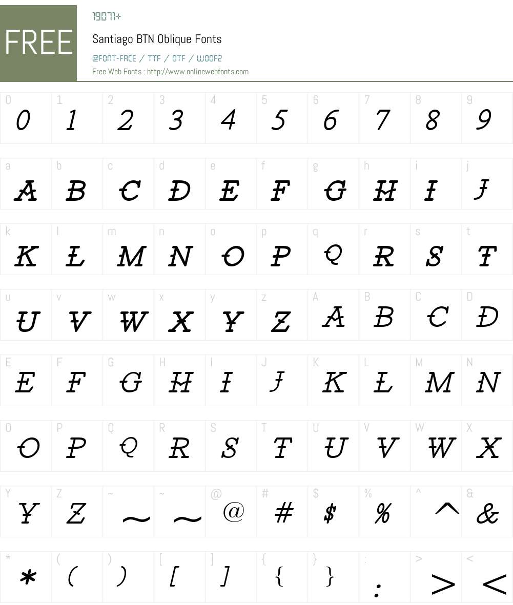 Santiago BTN Font Screenshots