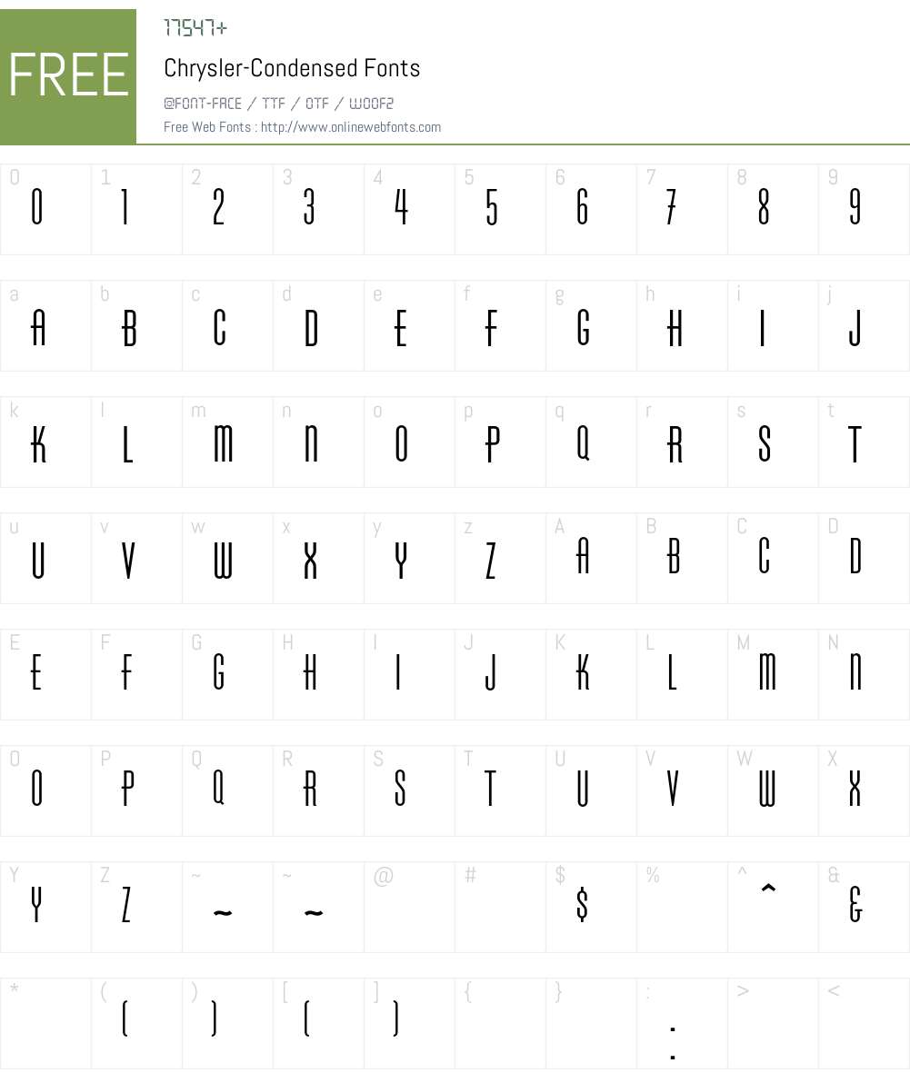 Chrysler-Condensed Font Screenshots