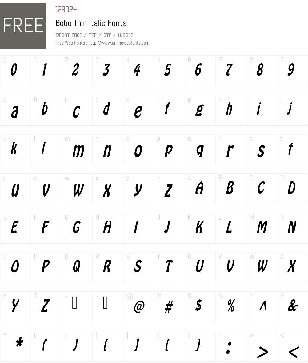 Bobo Thin Font Screenshots