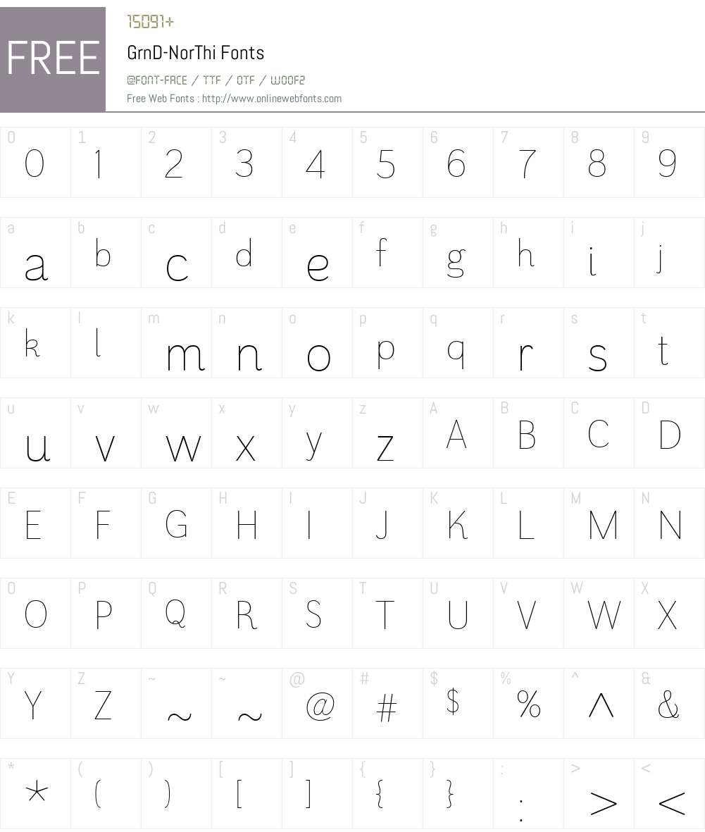 GrnD-NorThi Font Screenshots