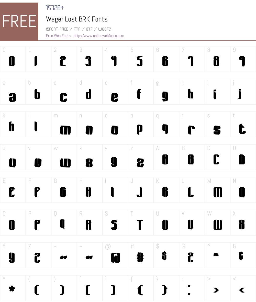 Wager Lost BRK Font Screenshots