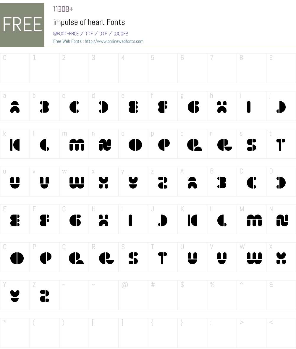 impulse of heart Font Screenshots