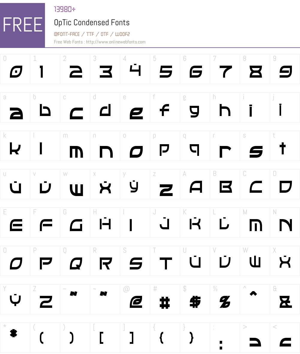 OpTic Condensed Font Screenshots