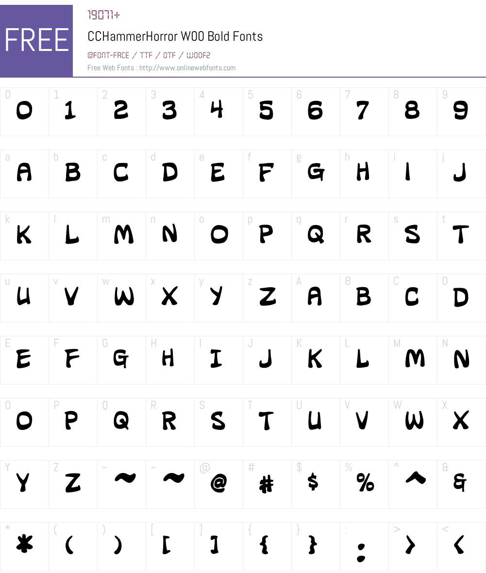 CCHammerHorrorW00-Bold Font Screenshots