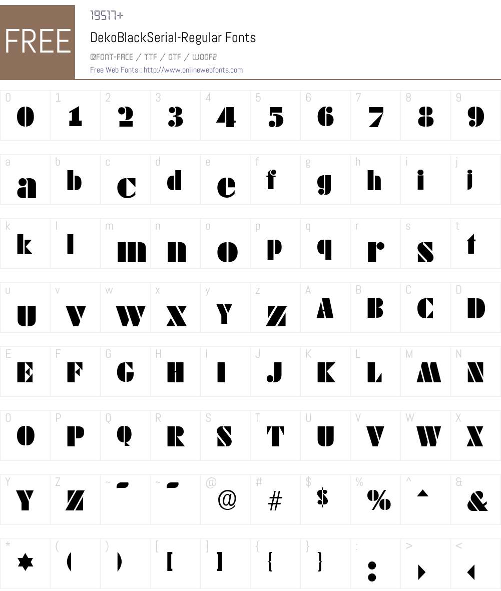 DekoBlackSerial Font Screenshots