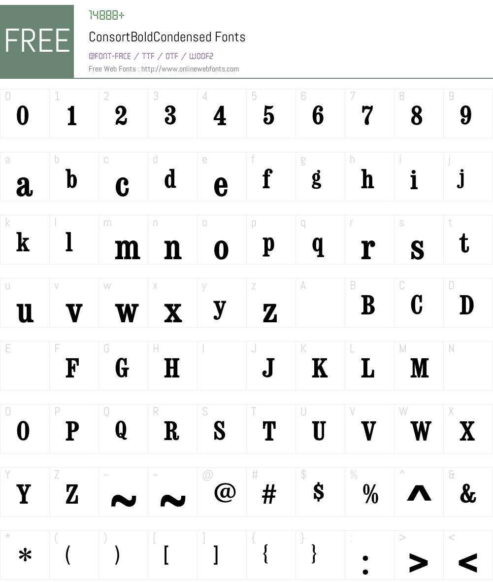 ConsortBoldCondensed Font Screenshots