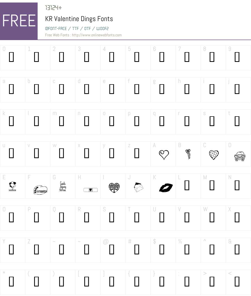 KR Valentine Dings Font Screenshots