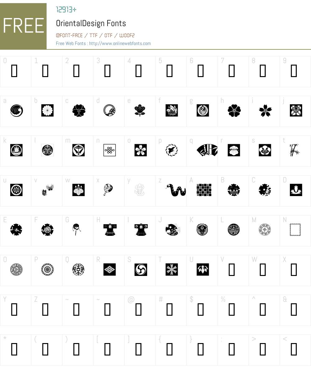OrientalDesign Font Screenshots