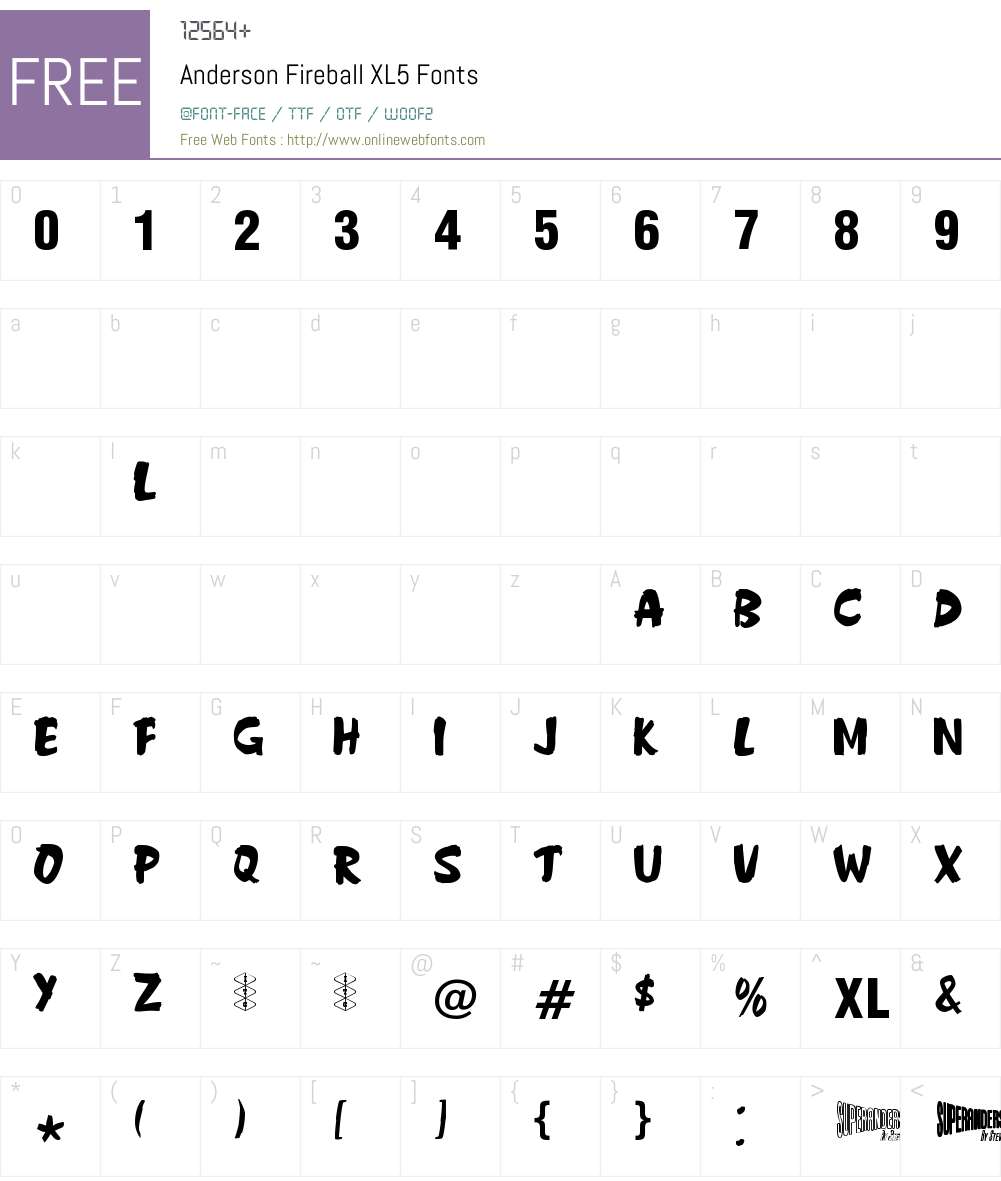 Anderson Fireball XL5 Font Screenshots