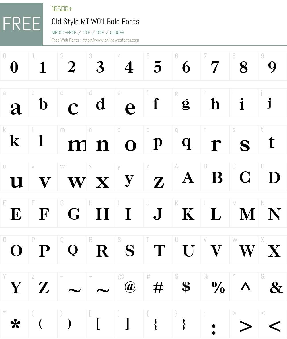 OldStyleMTW01-Bold Font Screenshots