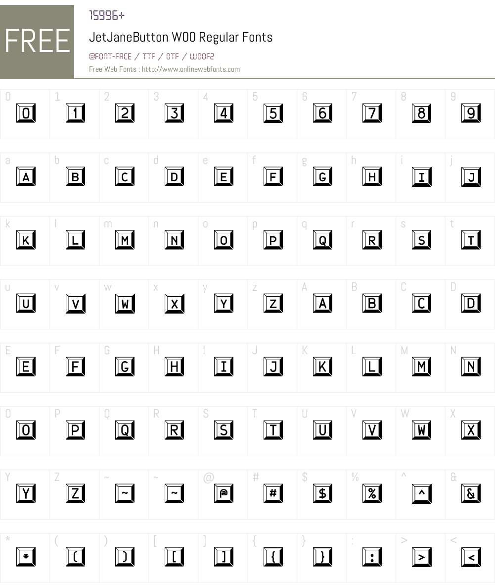 JetJaneButtonW00-Regular Font Screenshots