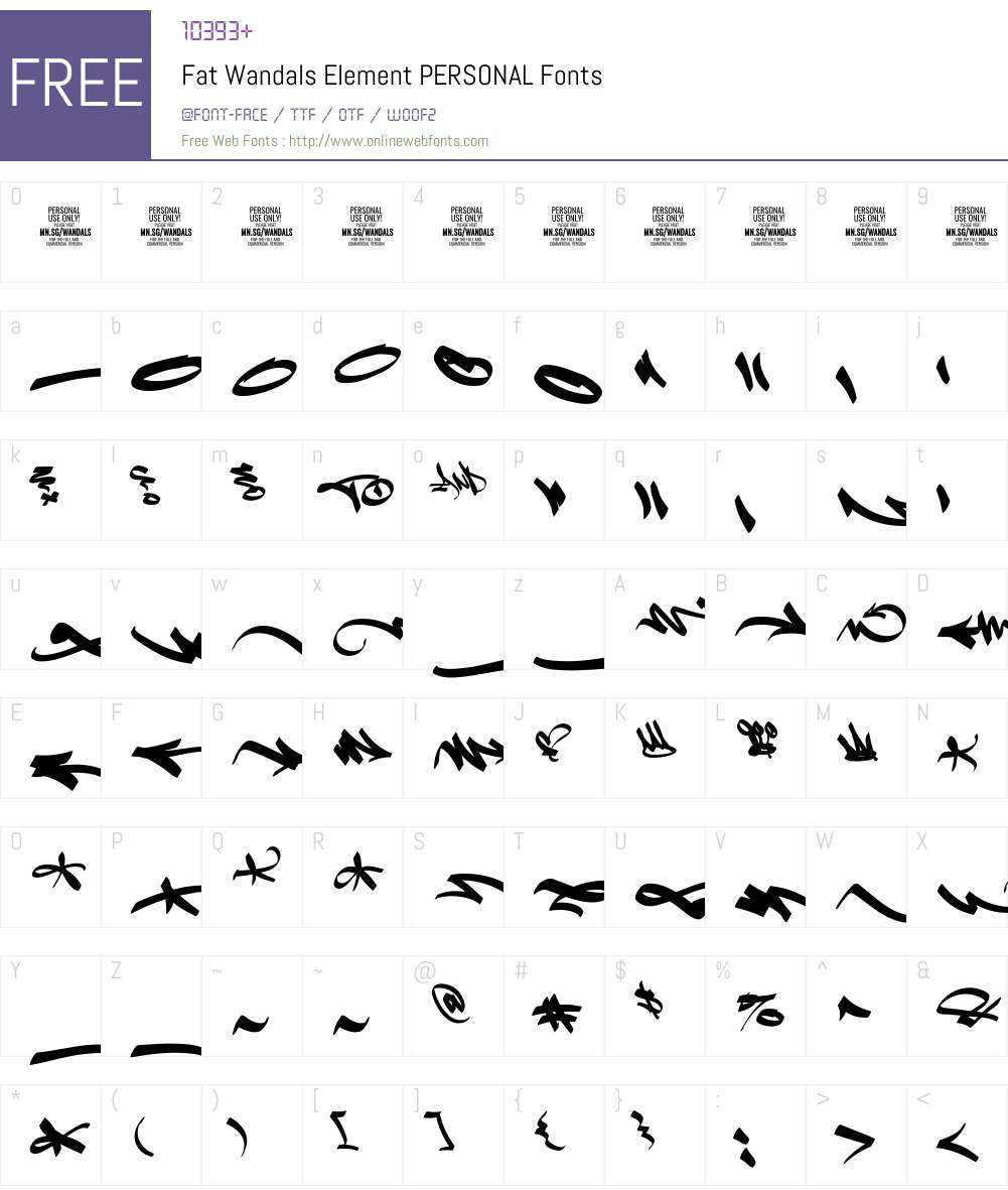 Fat Wandals Element PERSONAL Font Screenshots