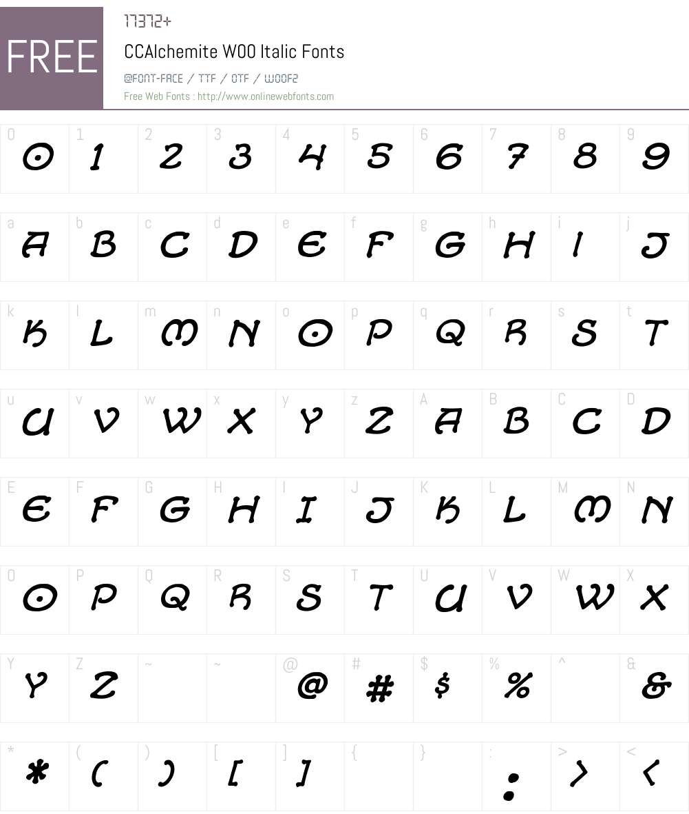 CCAlchemiteW00-Italic Font Screenshots