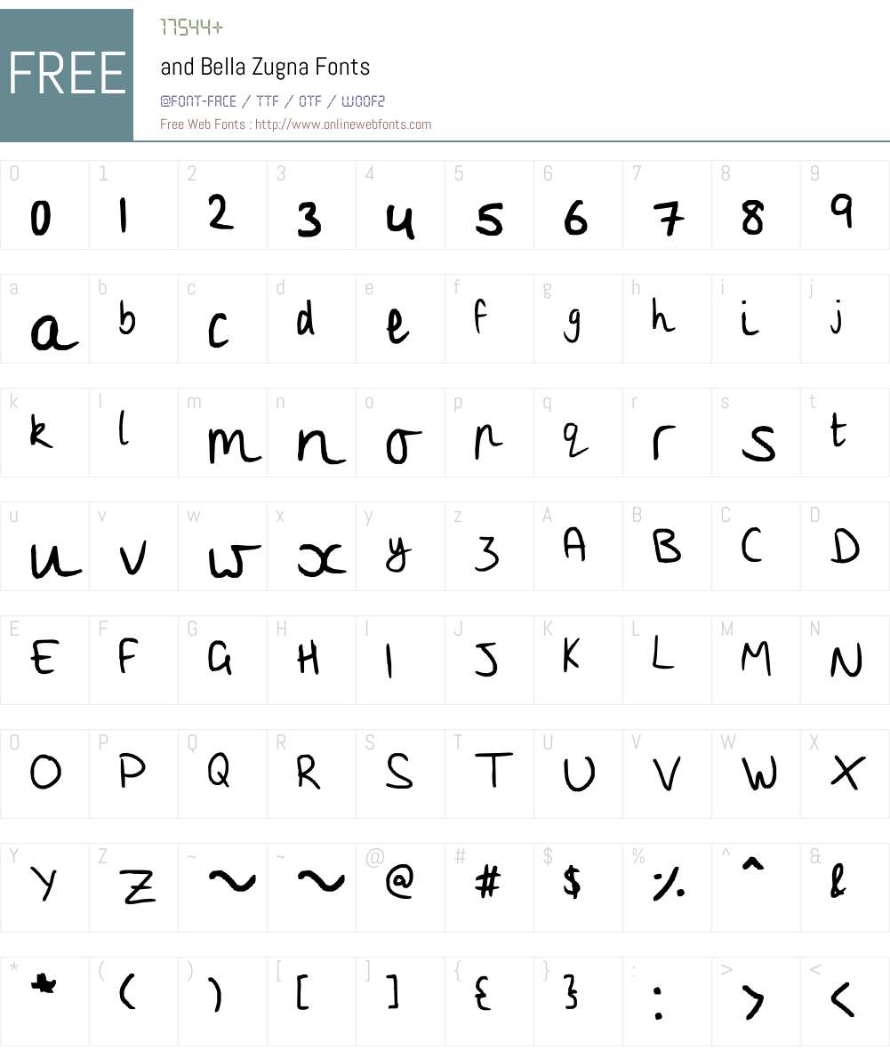 and Bella Zugna Font Screenshots