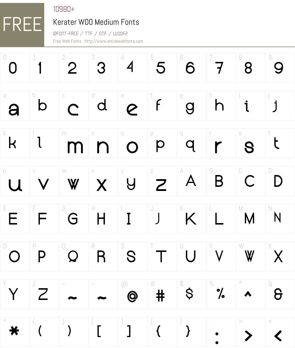 KeraterW00-Medium Font Screenshots