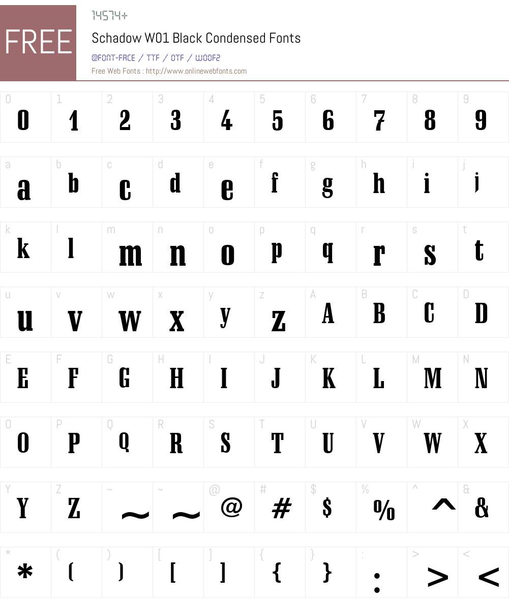 SchadowW01-BlackCondensed Font Screenshots