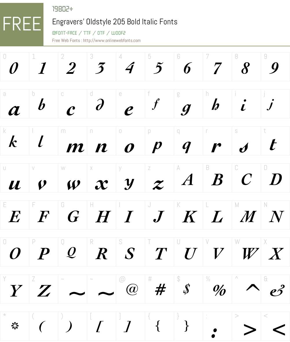 Engravers' Oldstyle 205 Font Screenshots