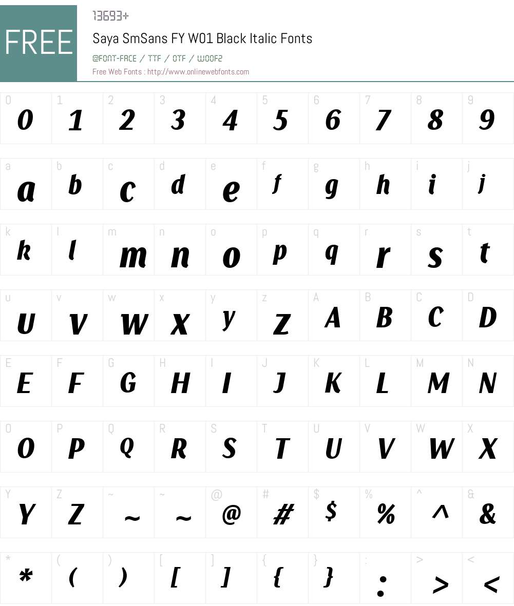 SayaSmSansFYW01-BlackItalic Font Screenshots