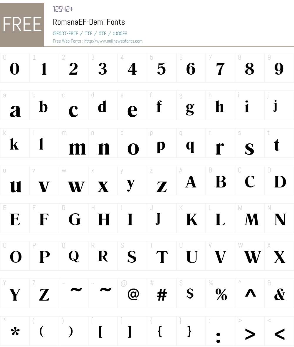 RomanaEF-Demi Font Screenshots