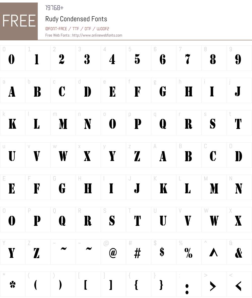 Rudy Condensed Font Screenshots