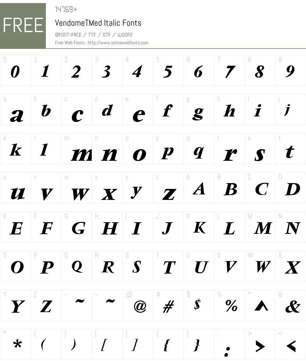 VendomeTMed Font Screenshots