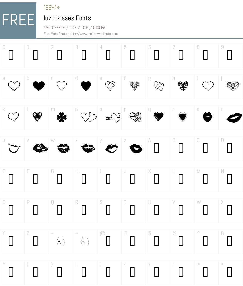 luv n kisses Font Screenshots