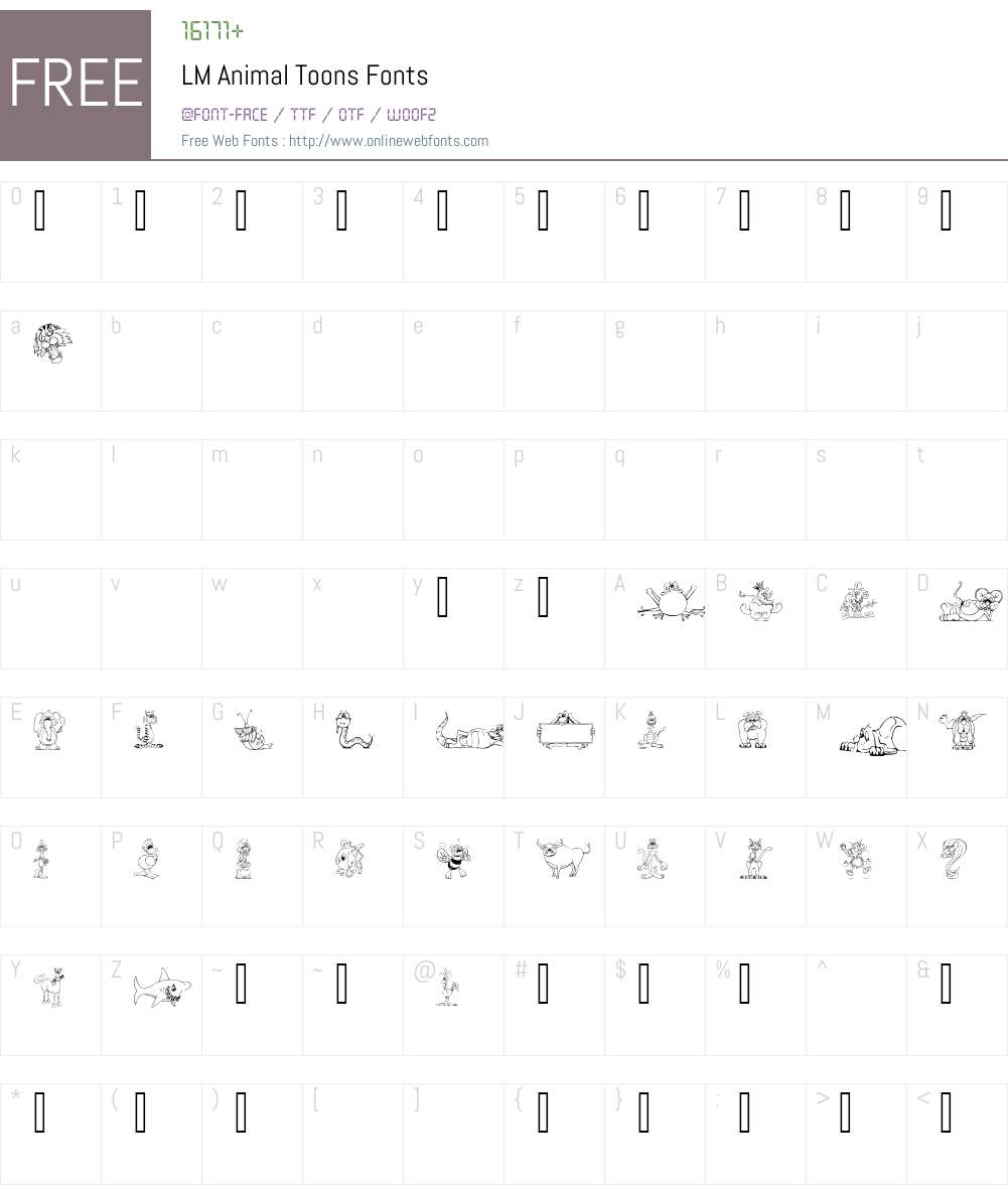 LM Animal Toons Font Screenshots