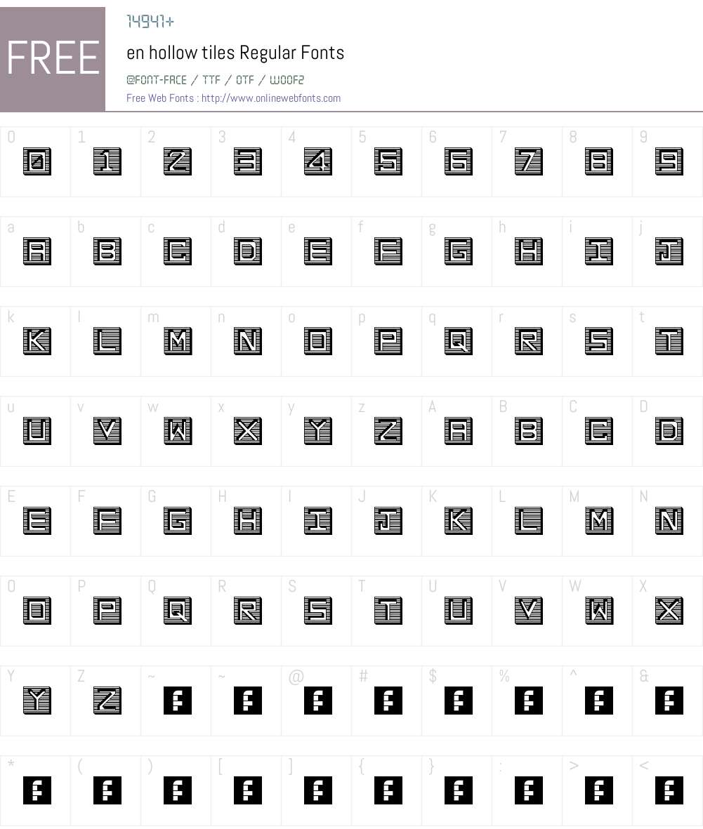 en hollow tiles Font Screenshots