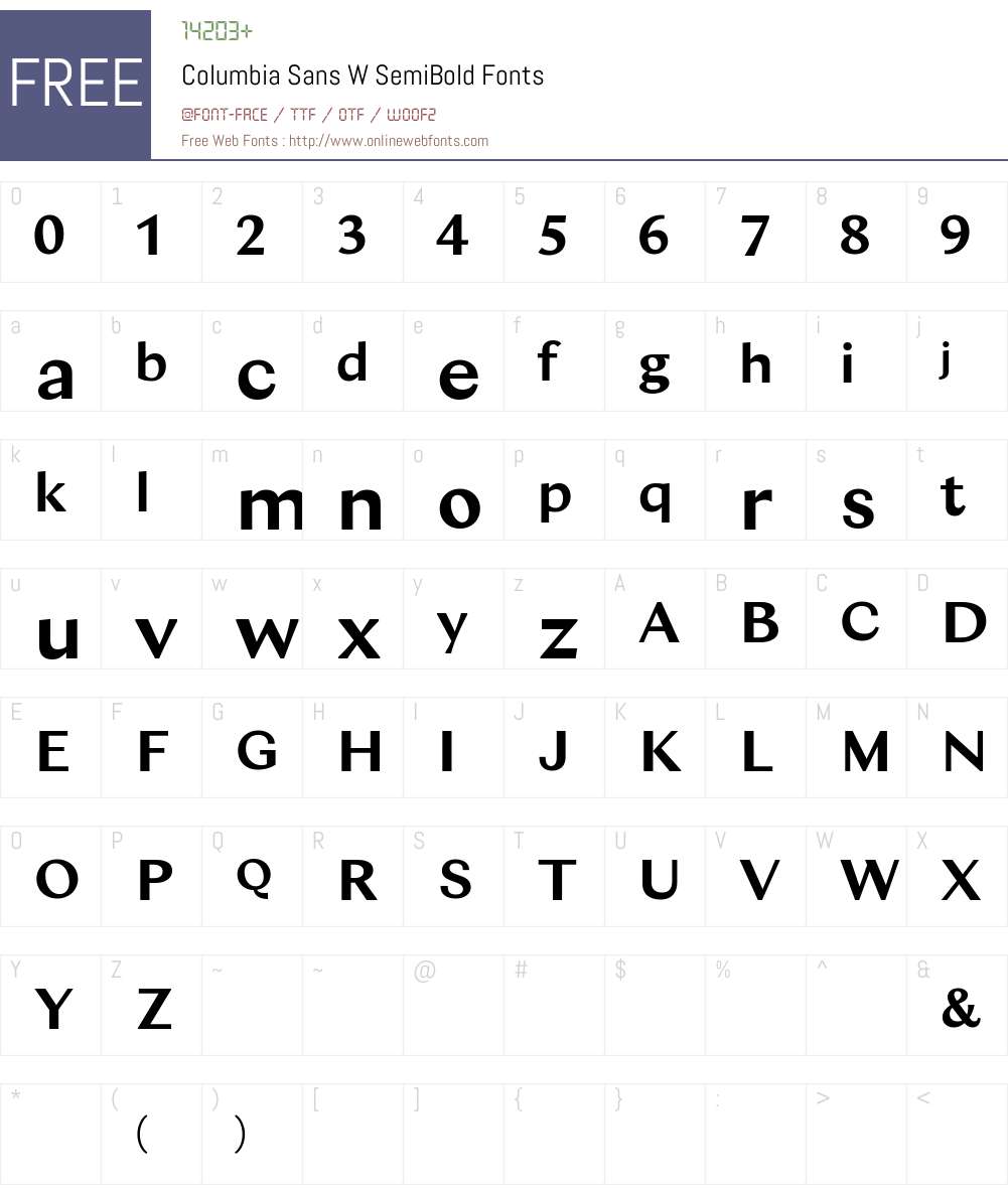 Columbia Sans W SemiBold Font Screenshots