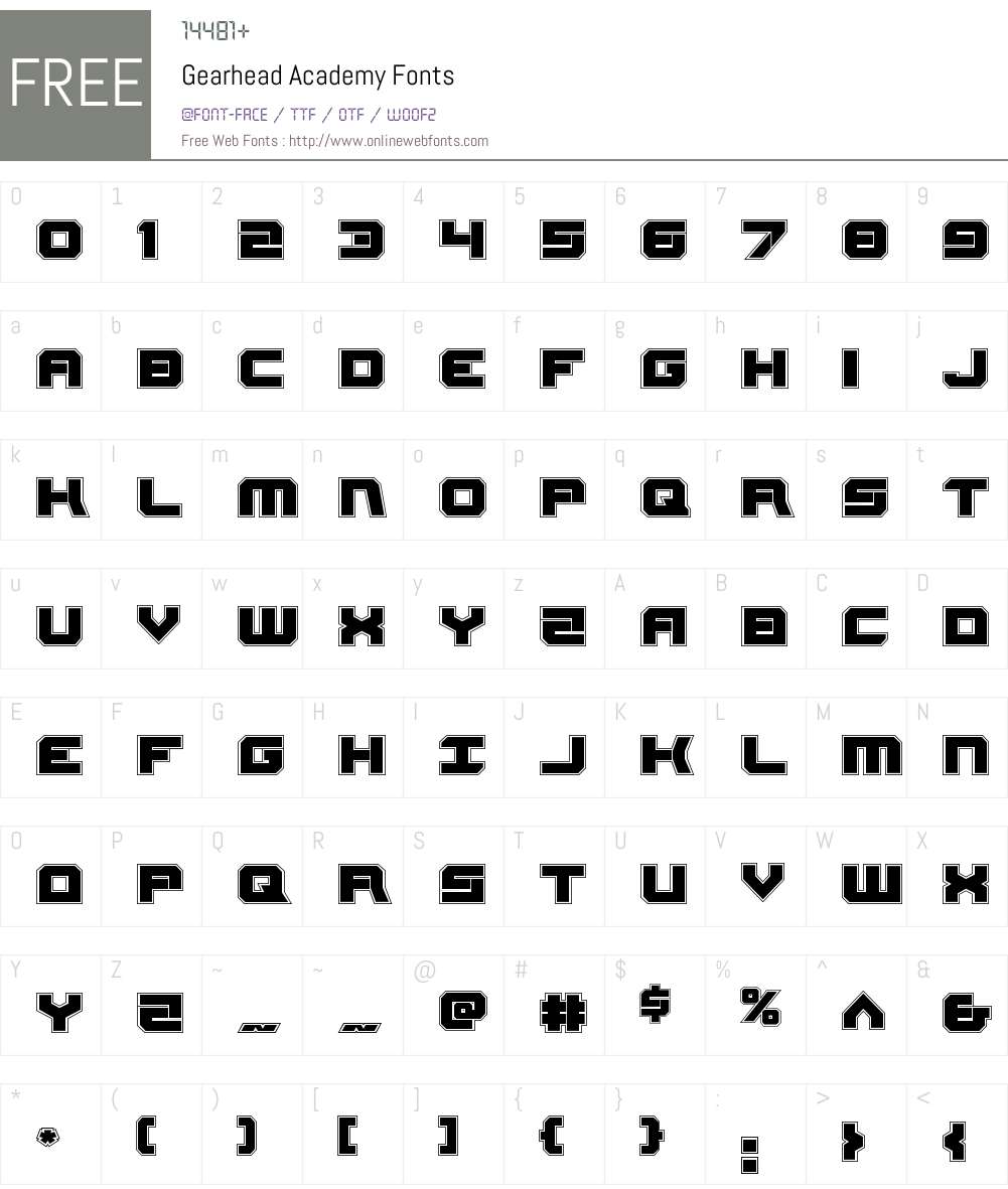 Gearhead Academy Font Screenshots