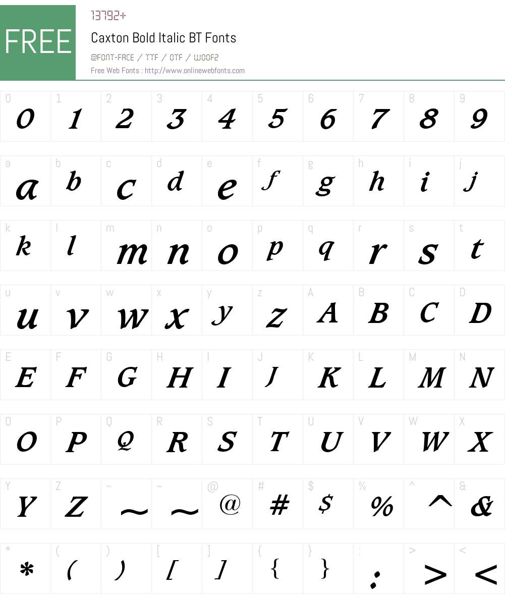 Caxton Bk BT Font Screenshots